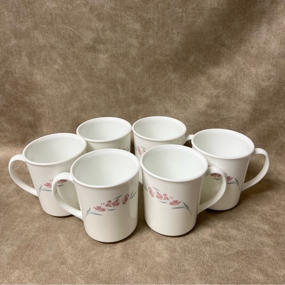 Set of (6) Vintage Corning Coffee Mugs / Cups in the Silk Blossoms Pattern - Picture 8 of 8